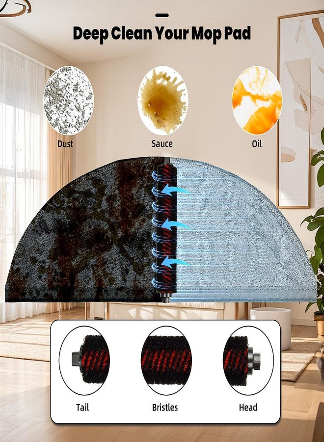 AnDongo 29 Pack Accessories Kit for Roborock Saros 10 Robot Vacuum, 1 Pairs Mainbrush 6 Side Brush 4 Filter 6 Dust Bags 4 Long Mop 4 Small Round Mop 1 Base Station Brush 1 Cleaning Brush 1 Screwdriver - Image 5